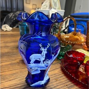 Fenton Stuff butter dish set vases glassware